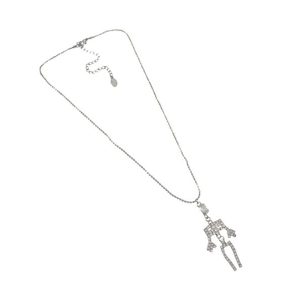 Rhinestone Dangling Skeleton Necklace - Picture 4 of 4